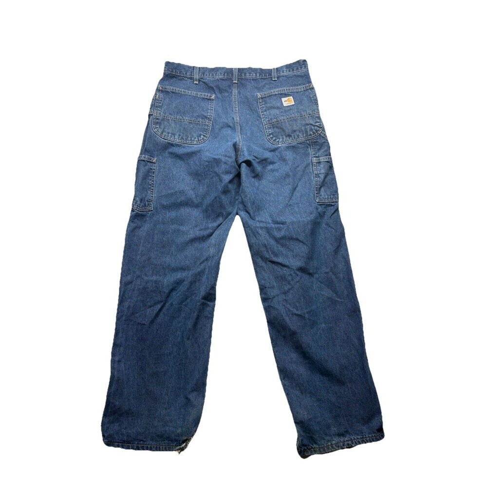 Carhartt FRB13-DNM Flame Resistant FR Denim Logger Jeans Mens 36x32 Original Fit - Picture 4 of 6